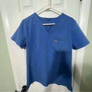 FIGS Classic V-Neck Medical Scrub Top in Ceil Blue